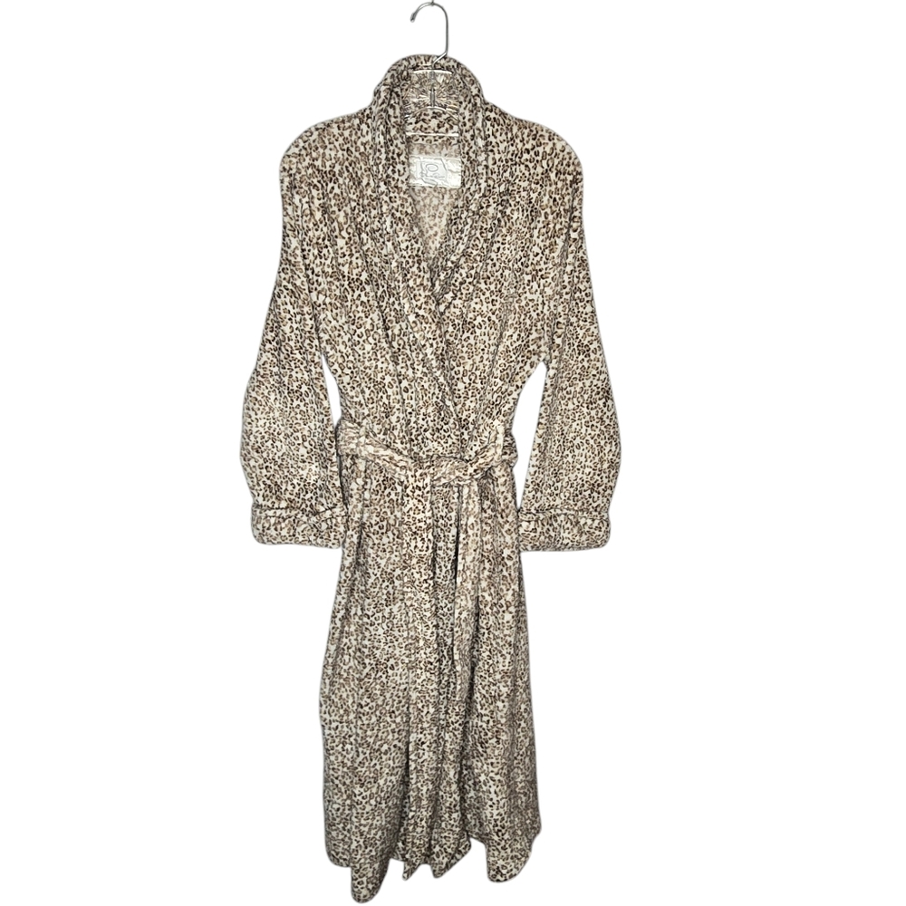 Oscar de la Renta Plush Cozy Leopard Print Long Robe‎ Size Large / XL